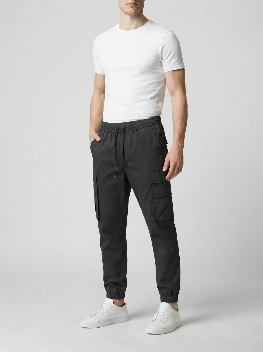 Men's Casual Cargo Joggers with Patch Pockets