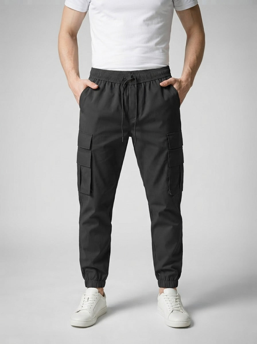 Men's Casual Cargo Joggers with Patch Pockets