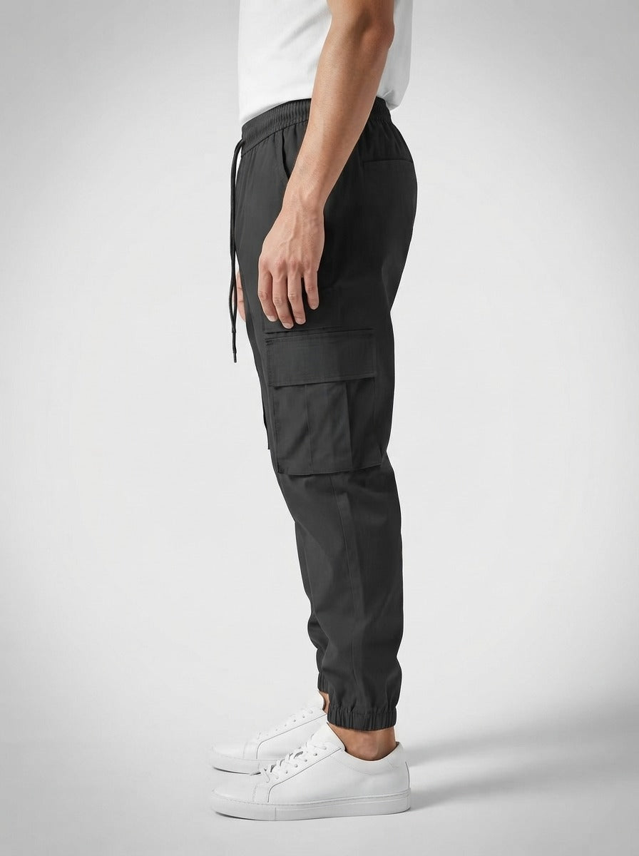 Men's Casual Cargo Joggers with Patch Pockets