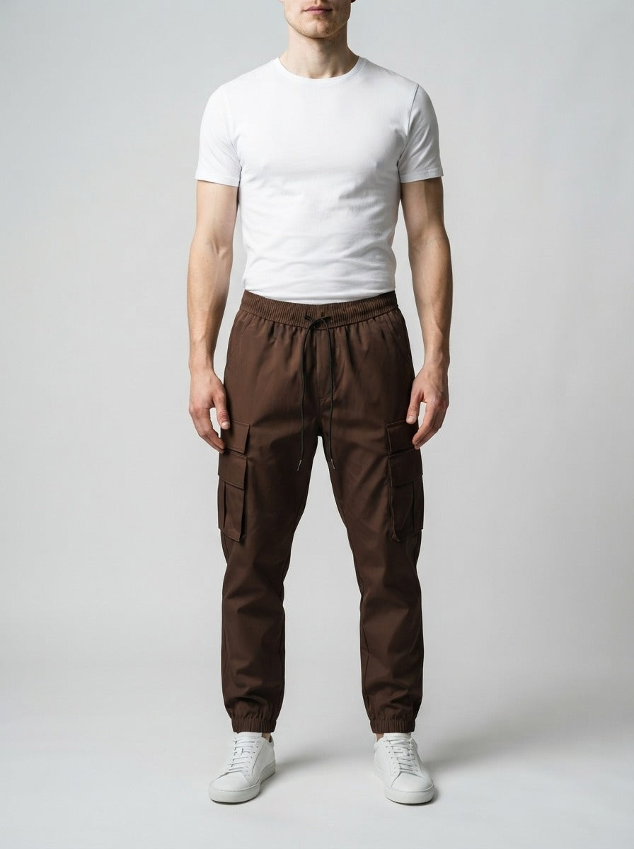 Men's Casual Cargo Joggers with Patch Pockets