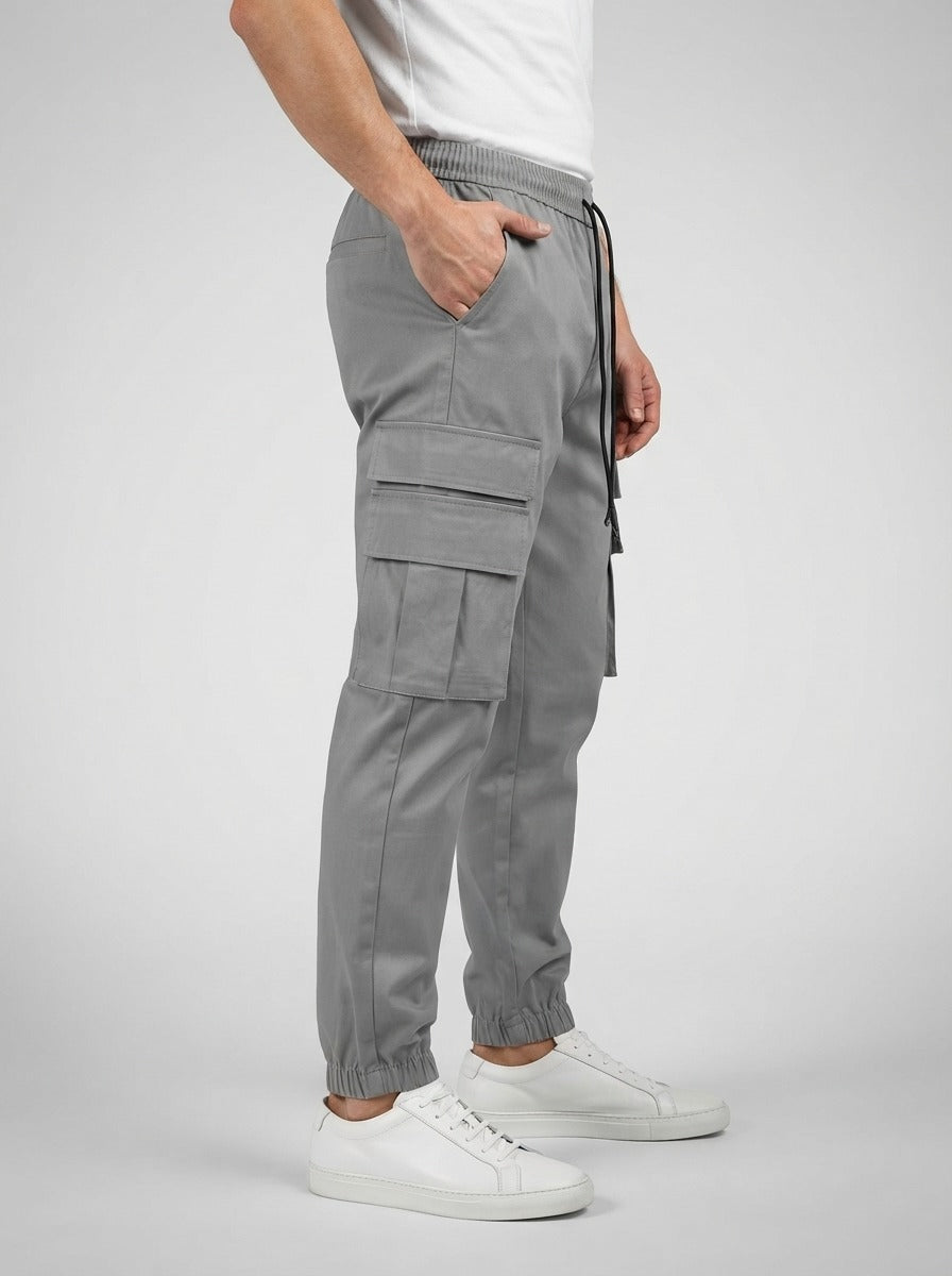Men's Casual Cargo Joggers with Patch Pockets