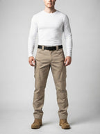 Men's Casual Cargo Trousers with Belt Loop Waistband