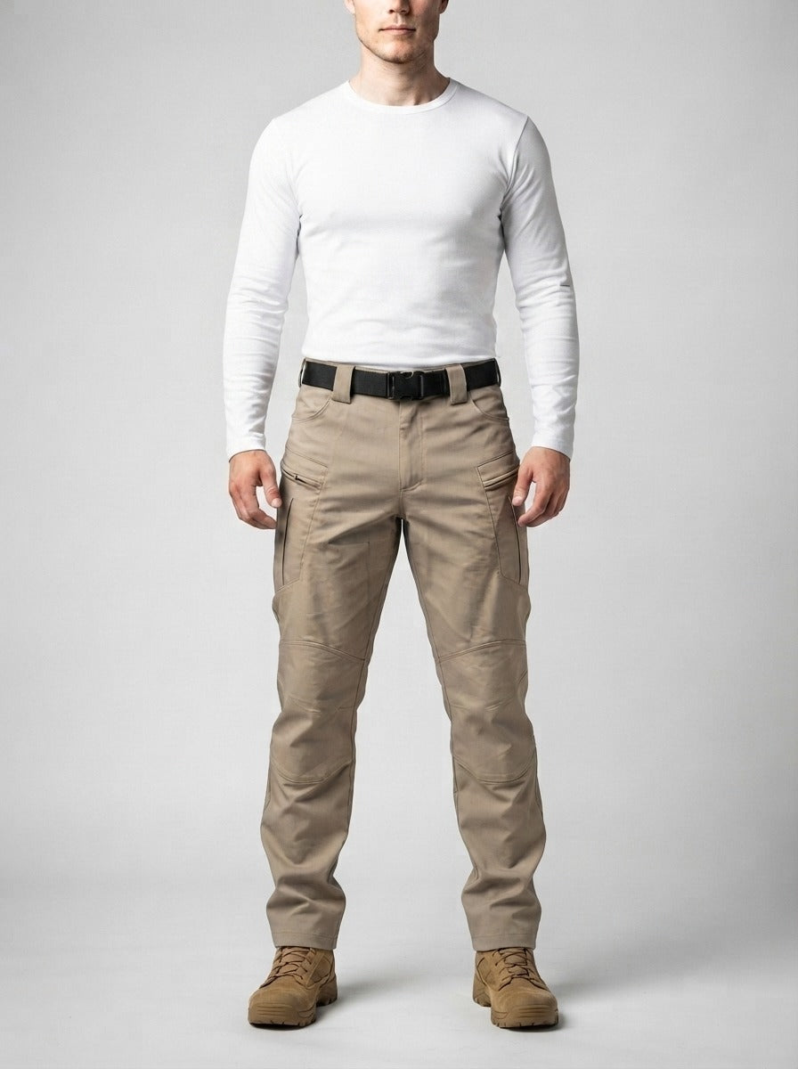 Men's Casual Cargo Trousers with Belt Loop Waistband