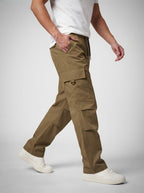 Men's Casual Cargo Trousers with Drawstring Waist