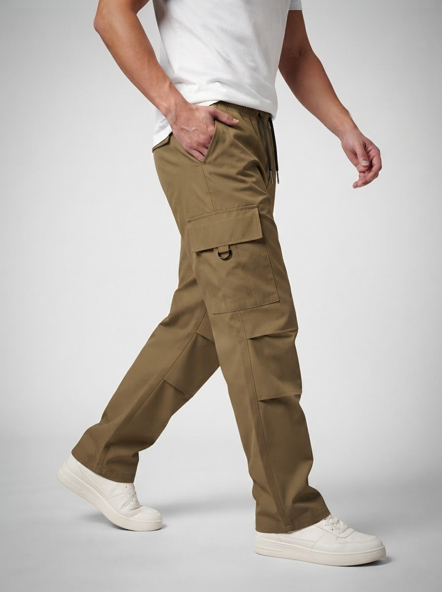 Men's Casual Cargo Trousers with Drawstring Waist
