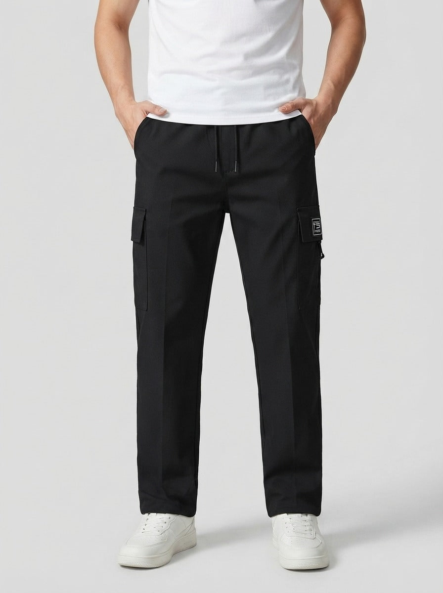 Men's Casual Cargo Trousers with Drawstring Waist