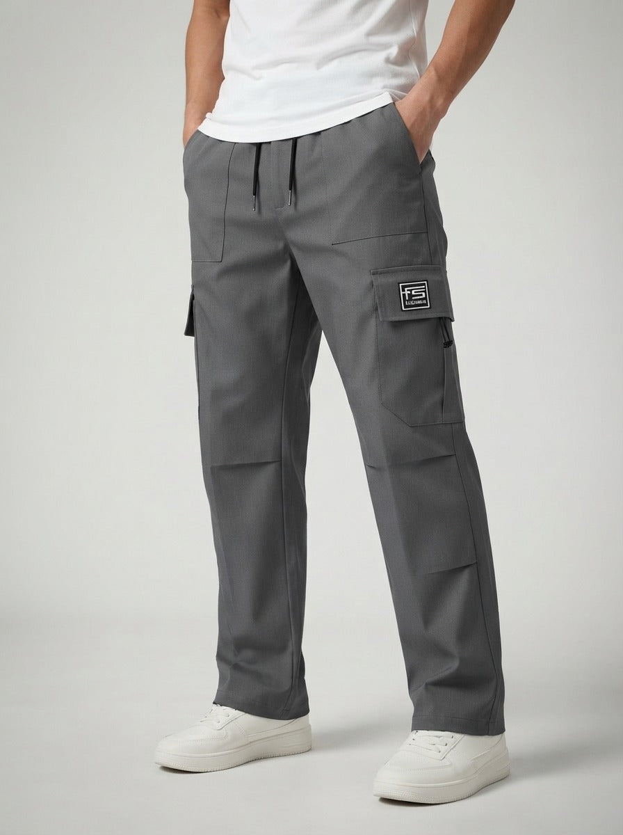 Men's Casual Cargo Trousers with Drawstring Waist