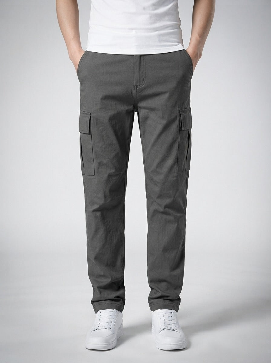 Men's Casual Cargo Trousers with Patch Pockets