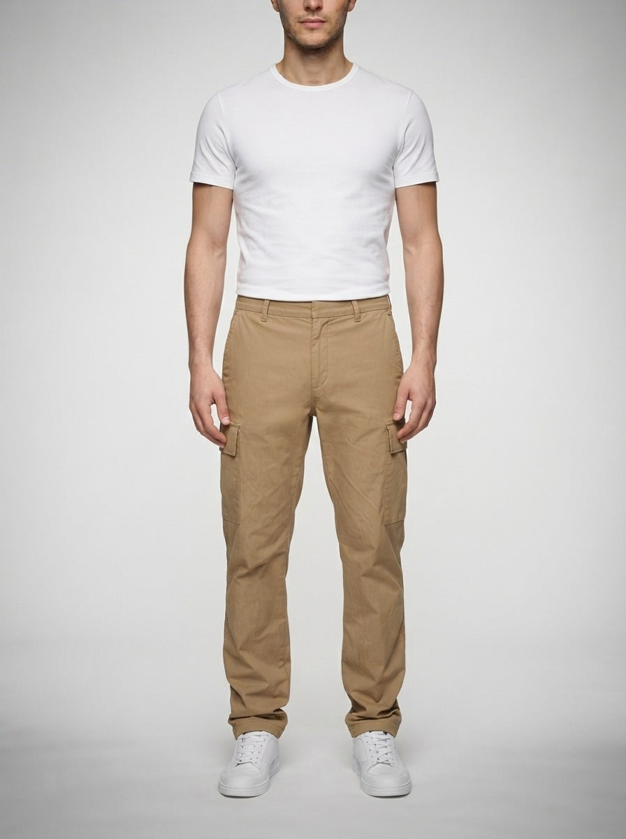 Men's Casual Cargo Trousers with Patch Pockets