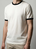 Men's Casual Contrast Trim Cotton Crew Neck T-Shirt