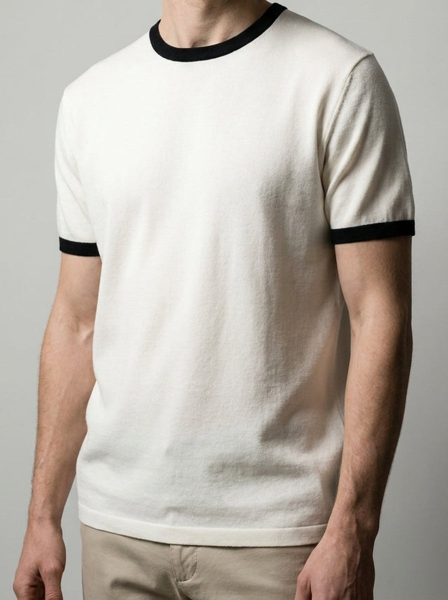 Men's Casual Contrast Trim Cotton Crew Neck T-Shirt