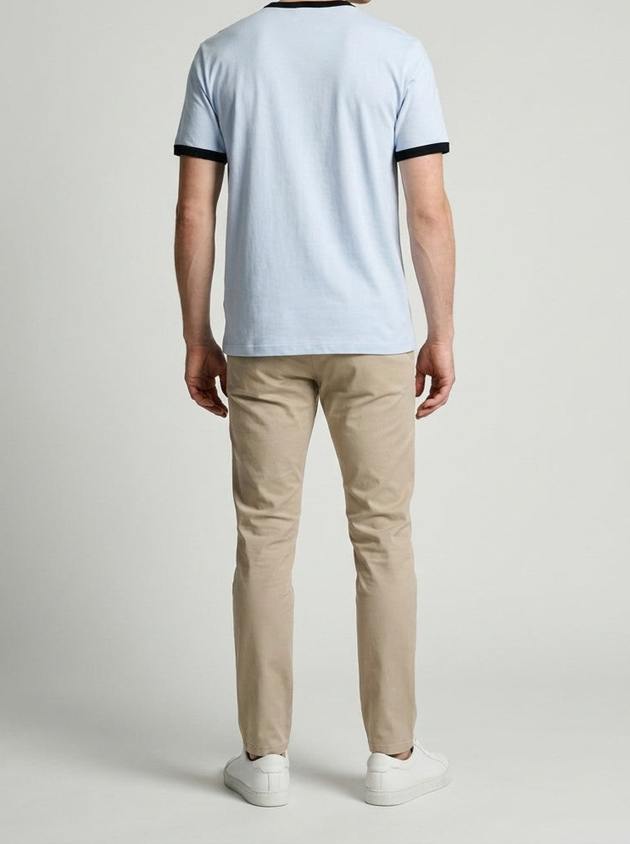 Men's Casual Contrast Trim Cotton Crew Neck T-Shirt
