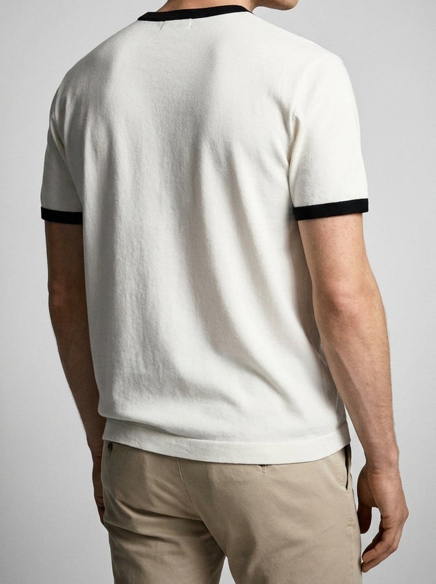 Men's Casual Contrast Trim Cotton Crew Neck T-Shirt