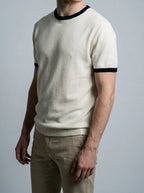 Men's Casual Contrast Trim Cotton Crew Neck T-Shirt