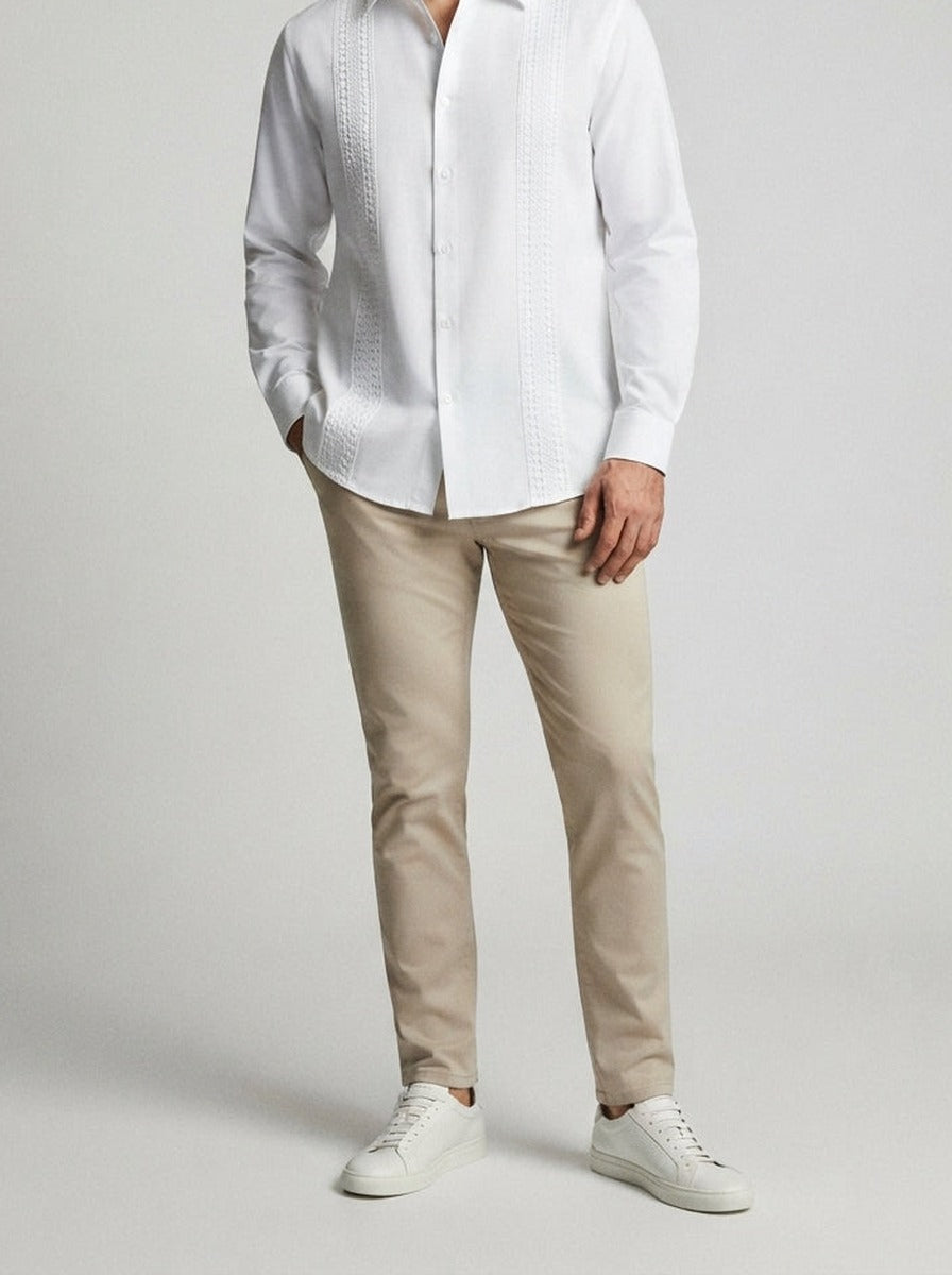 Men's Casual Embroidered Linen Shirt