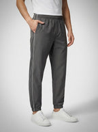 Men's Casual Joggers with Ribbed Cuff and Side Piping