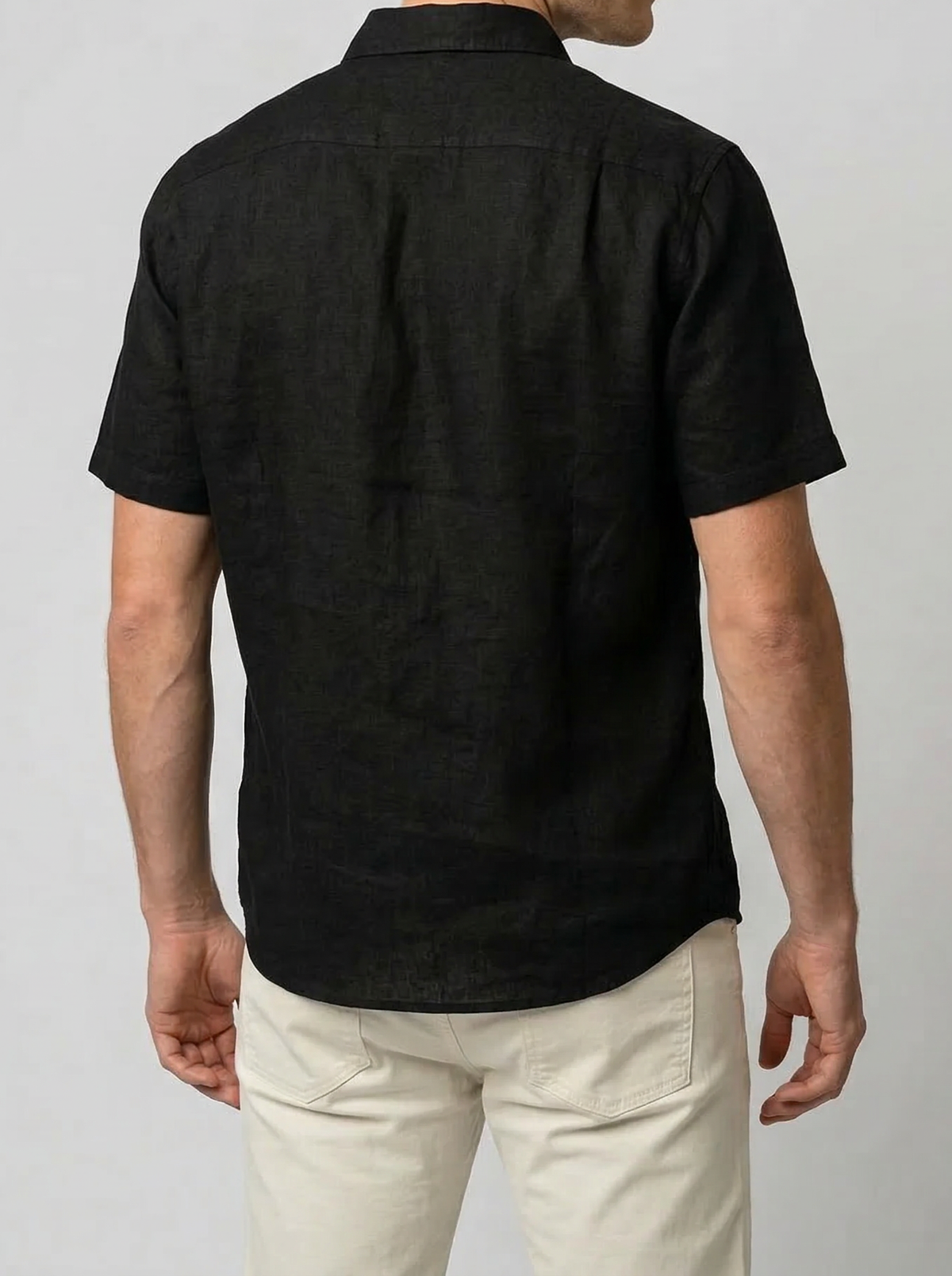Men's Casual Linen Cotton Short Sleeve Shirt with Chest Pocket