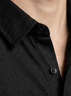 Men's Casual Linen Cotton Short Sleeve Shirt with Chest Pocket