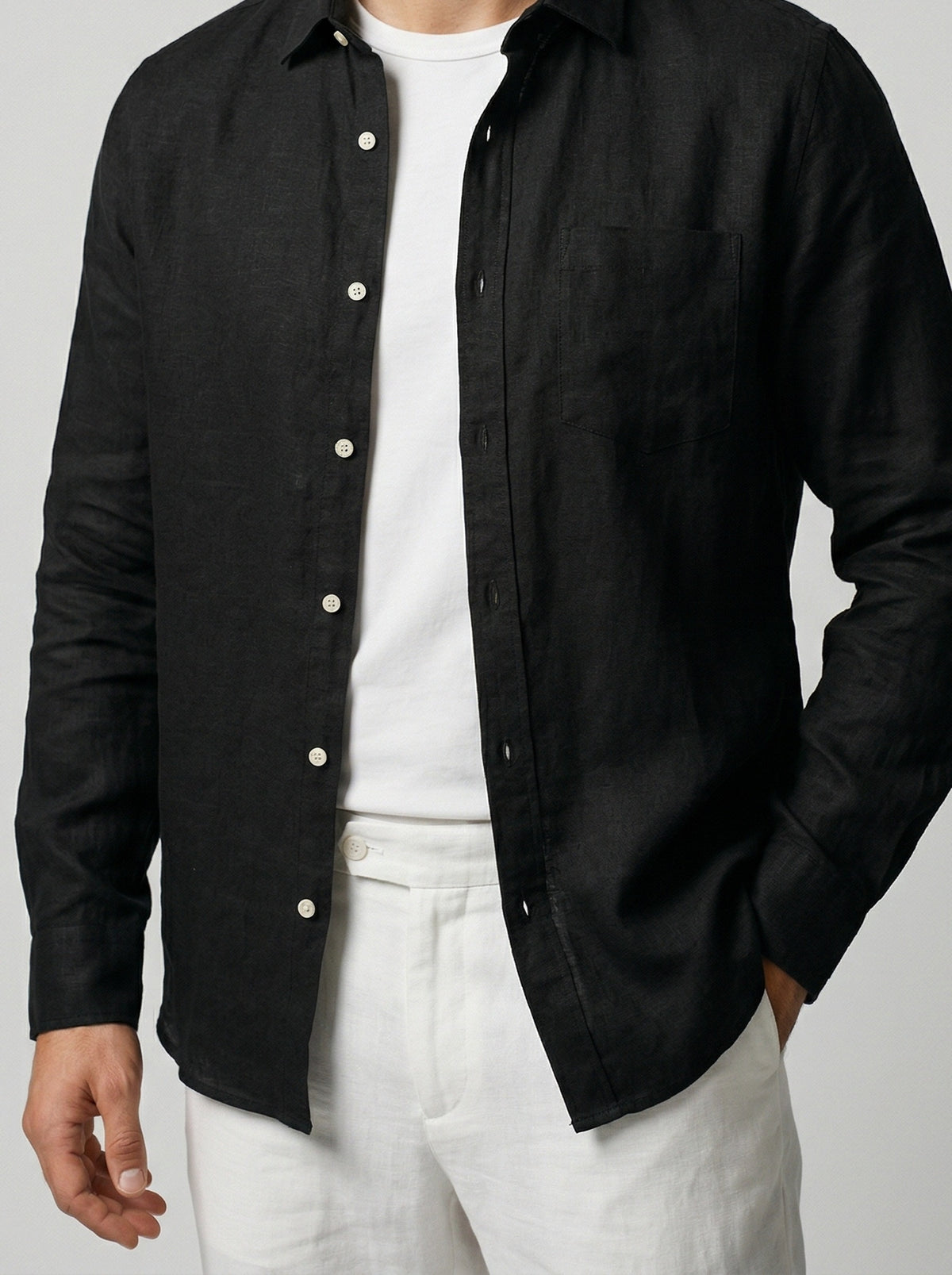 Men's Casual Linen Long Sleeve Shirt
