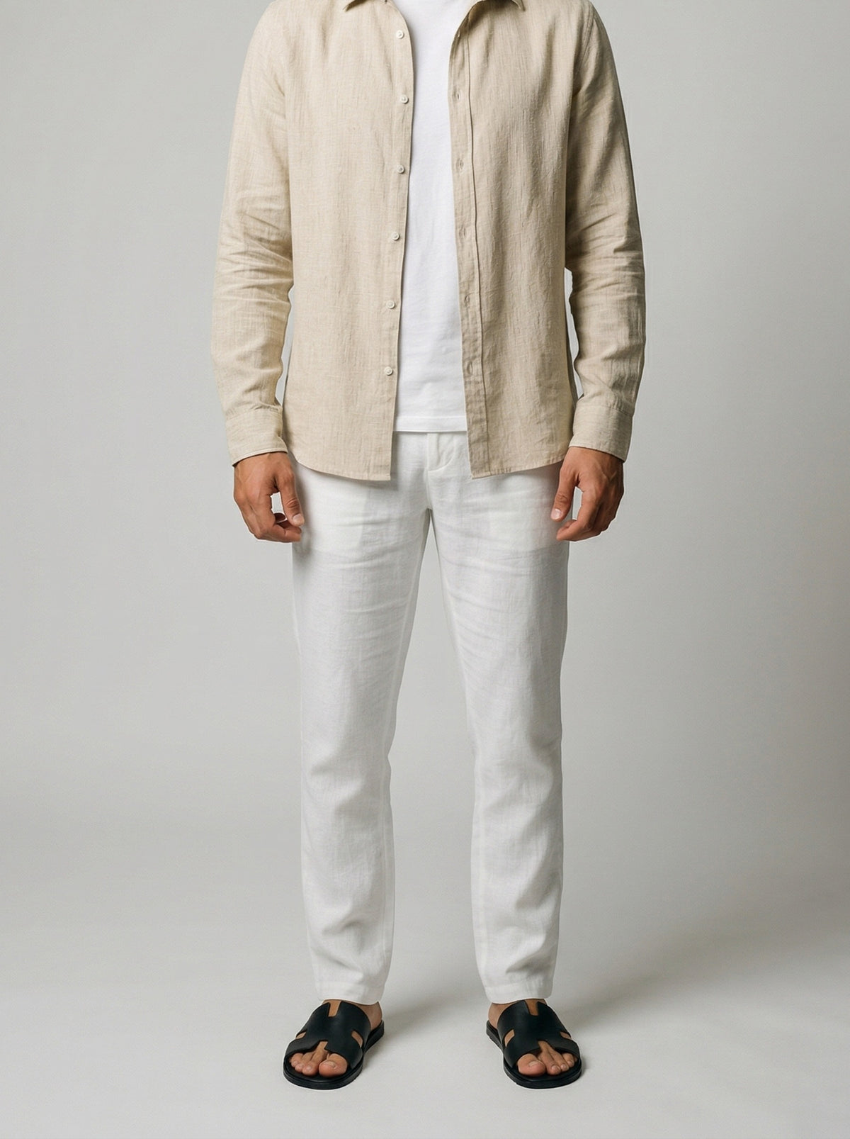 Men's Casual Linen Long Sleeve Shirt