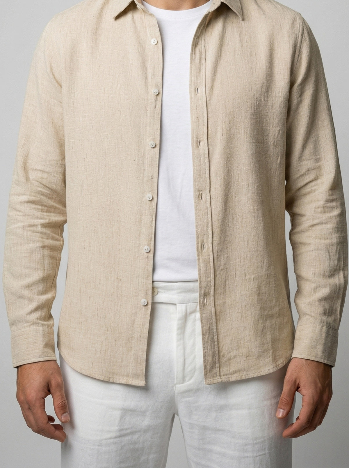 Men's Casual Linen Long Sleeve Shirt