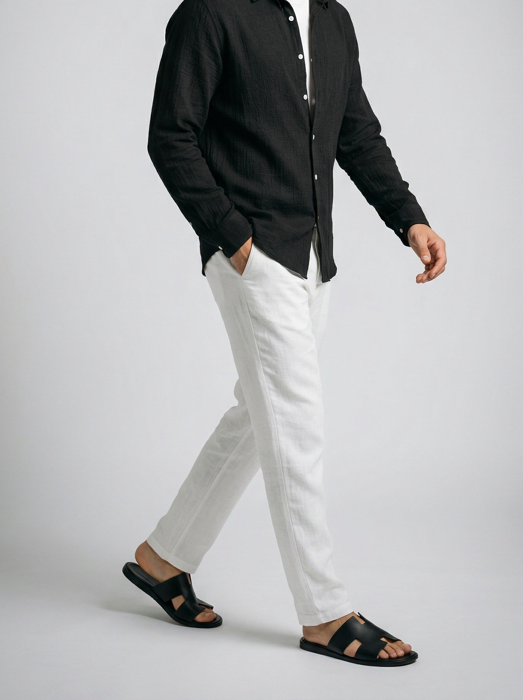 Men's Casual Linen Long Sleeve Shirt