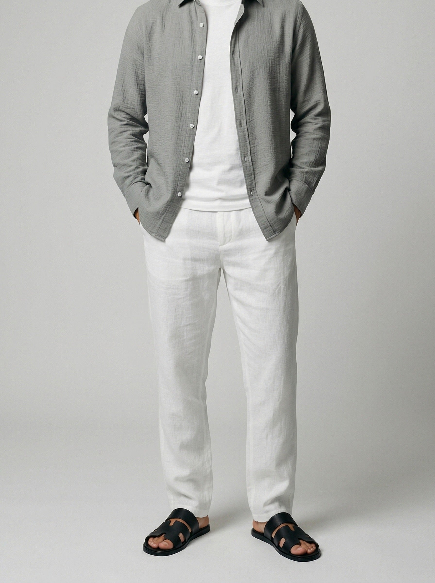 Men's Casual Linen Long Sleeve Shirt