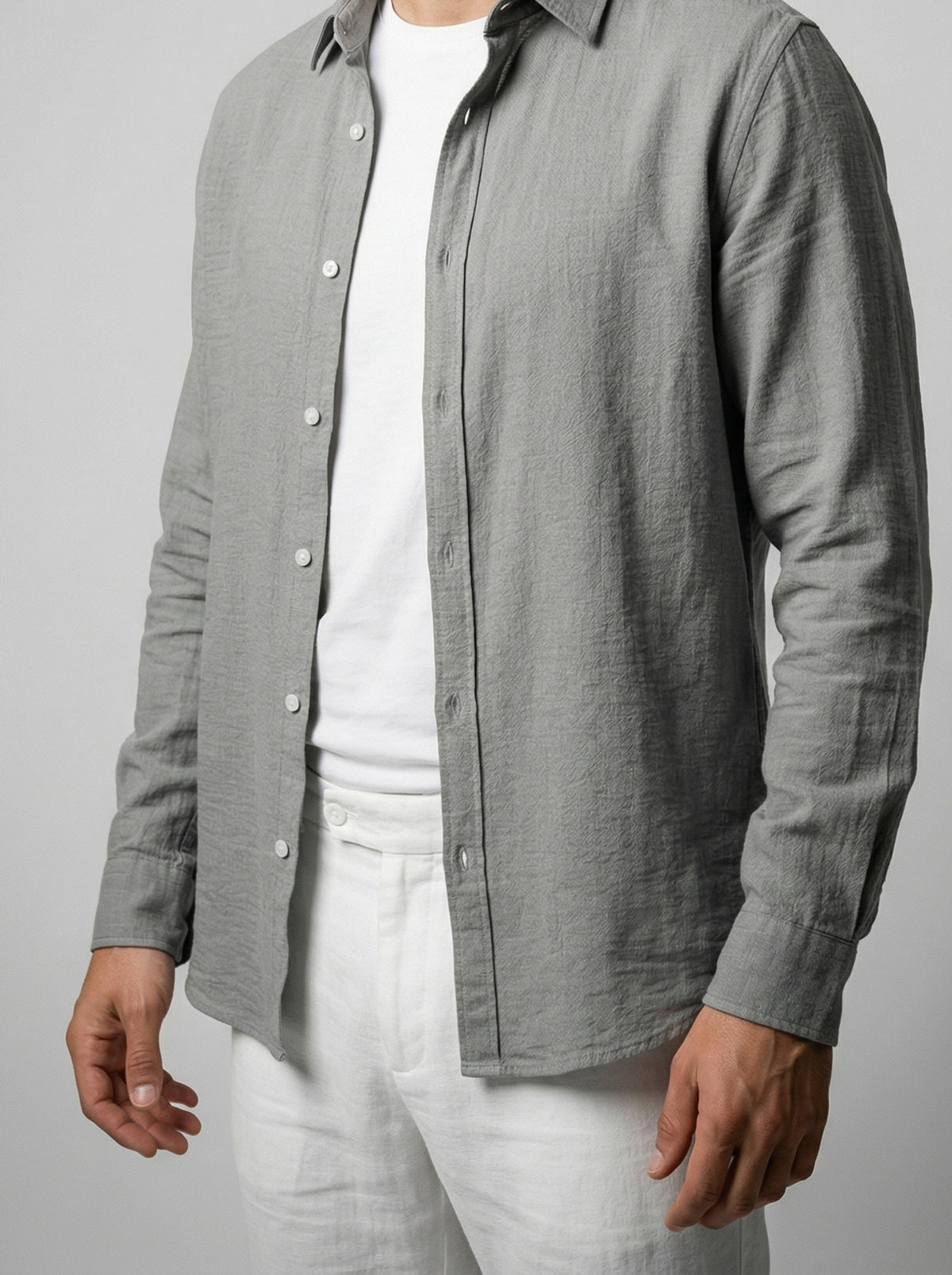 Men's Casual Linen Long Sleeve Shirt