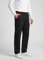 Men's Casual Loose Fit Cargo Trousers with Asymmetric Pockets