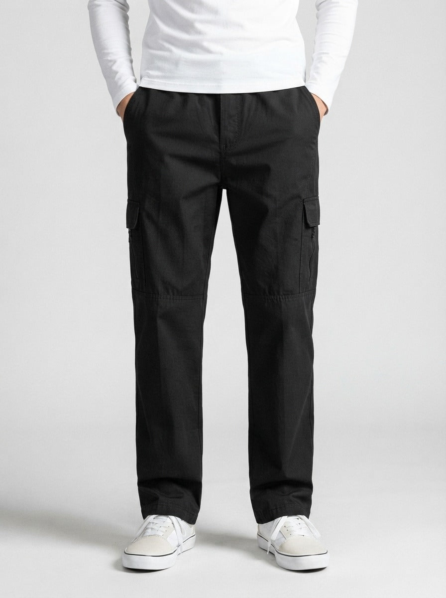 Men's Casual Loose Fit Cargo Trousers with Asymmetric Pockets