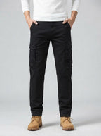 Men's Casual Loose Fit Cargo Trousers with Snap Button Pockets
