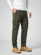 Men's Casual Loose Fit Cargo Trousers with Snap Button Pockets