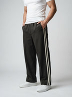Men's Casual Loose Fit Track Pants with Contrast Side Stripe
