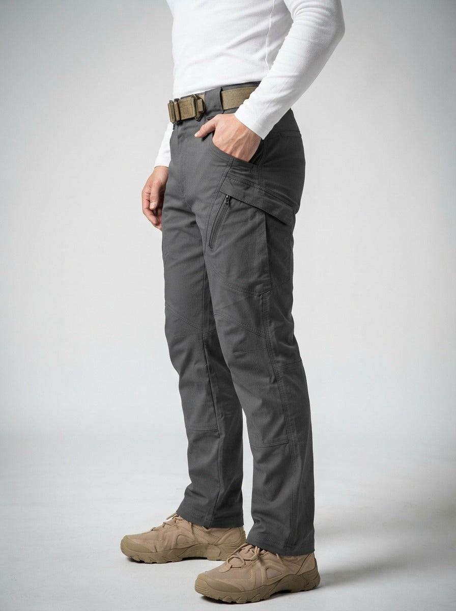 Men's Casual Multi Pocket Cargo Trousers with Zip Fastening