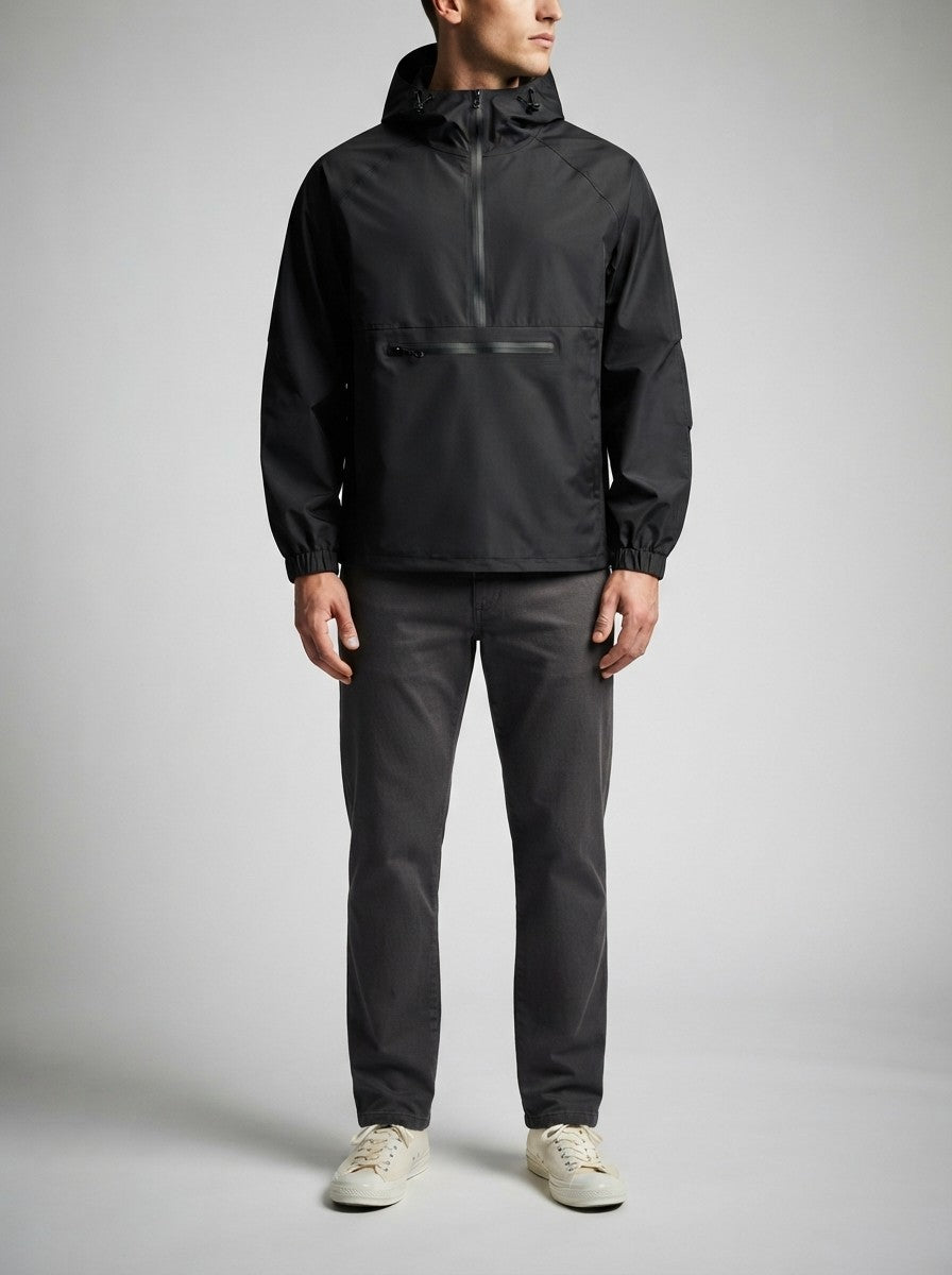 Men's Casual Nylon Hooded Anorak with Zip Pocket