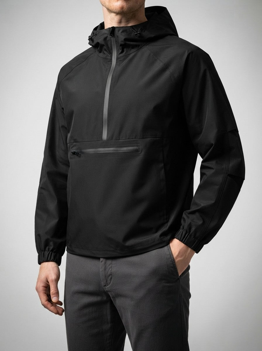 Men's Casual Nylon Hooded Anorak with Zip Pocket