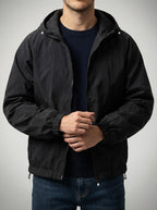 Men's Casual Nylon Hooded Windbreaker with Drawcord Hem