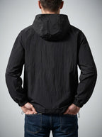 Men's Casual Nylon Hooded Windbreaker with Drawcord Hem