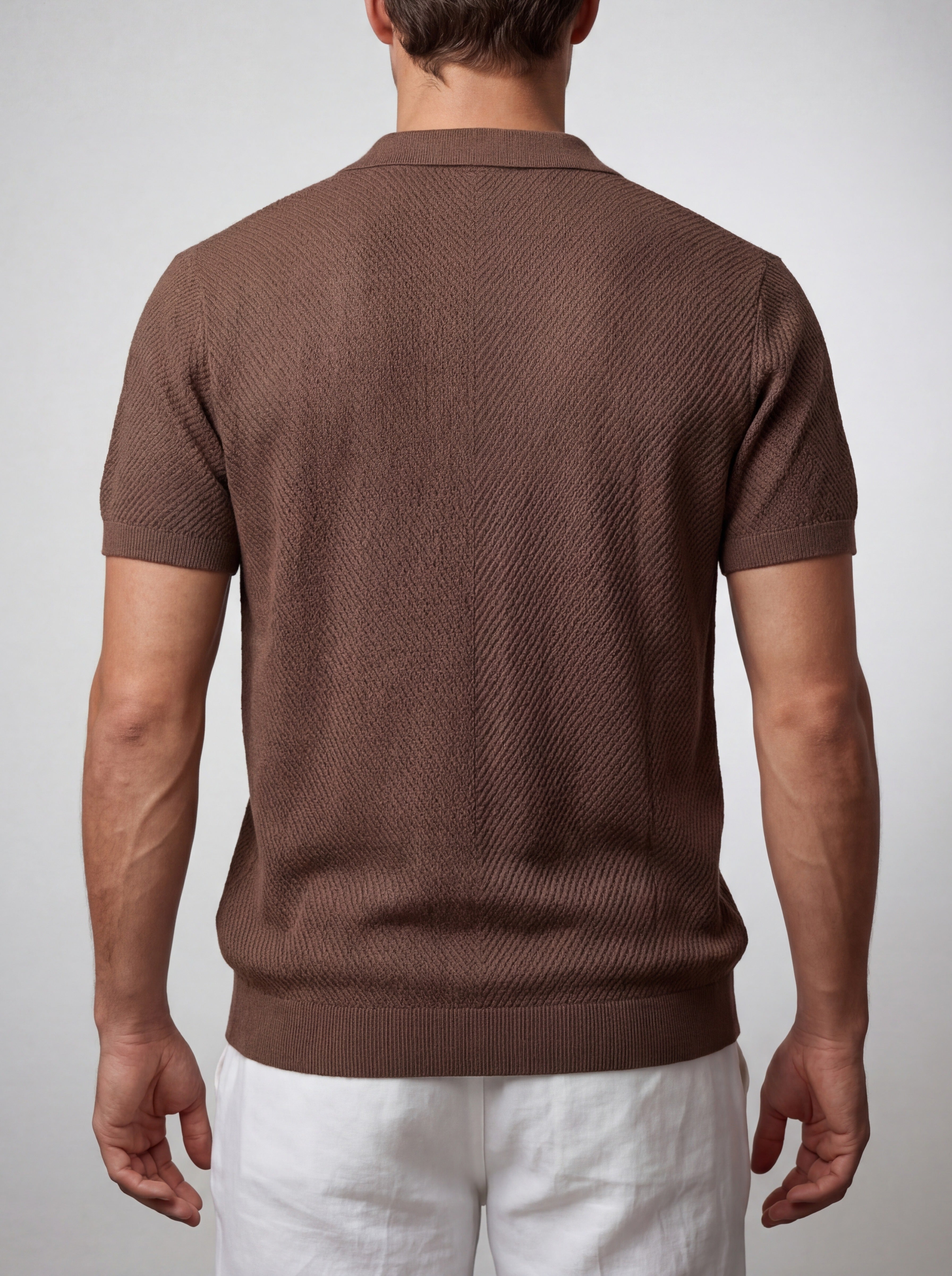 Men's Casual Open Mesh Knit Short Sleeve Shirt with Camp Collar