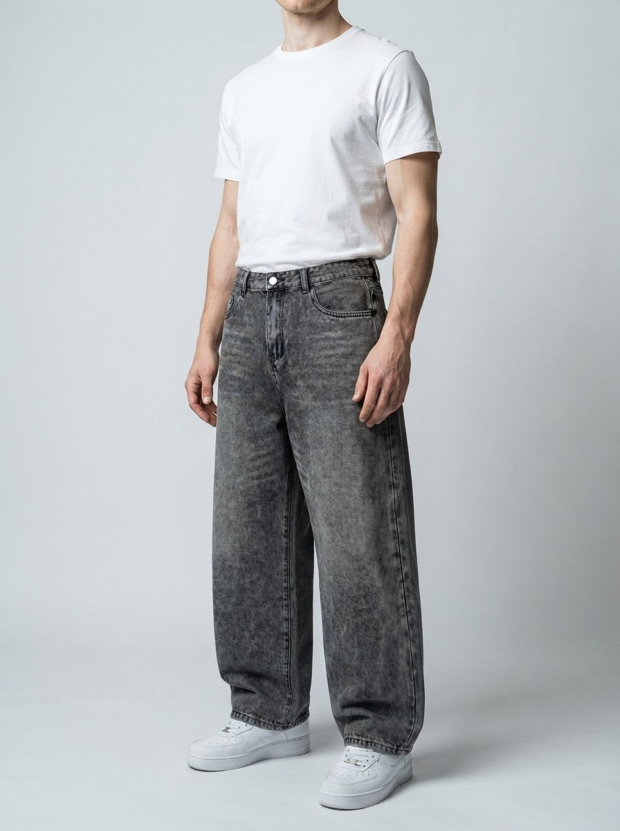 Men's Casual Oversized Baggy Jeans with Washed Finish | Y2K Streetwear
