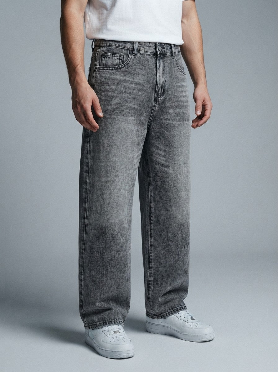 Men's Casual Oversized Baggy Jeans with Washed Finish | Y2K Streetwear