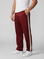Men's Casual Straight Leg Track Pants with Contrast Side Stripe