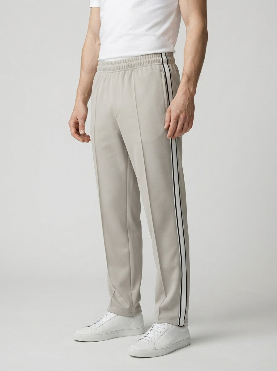 Men's Casual Straight Leg Track Pants with Contrast Side Stripe