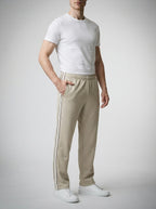 Men's Casual Straight Leg Track Pants with Contrast Side Stripe