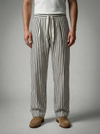 Men's Casual Striped Drawstring Wide Leg Trousers