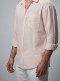 Men's Casual Striped Long Sleeve Shirt with Chest Pocket