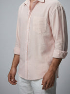 Men's Casual Striped Long Sleeve Shirt with Chest Pocket