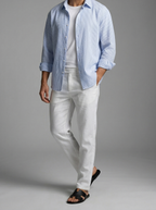 Men's Casual Striped Seersucker Cotton Oversized Shirt