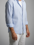 Men's Casual Striped Seersucker Cotton Oversized Shirt