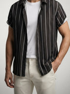 Men's Casual Striped Short Sleeve Shirt